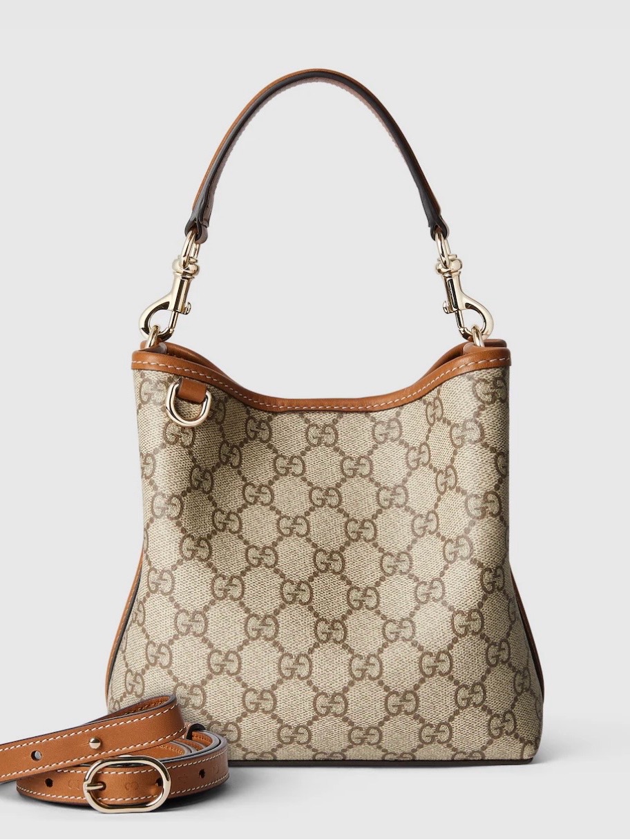 Gucci Beige & Brown Gg Supreme Canvas Shoulder Bag, Cross Body Or Top Handle.
